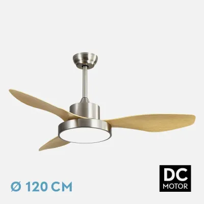 Ventilador DC Hayate 48w 4080lm Niq/haya 3 Asp 33/48x120x120cm 3000-4000-6000k C/remoto, Memoria Y Temporizador