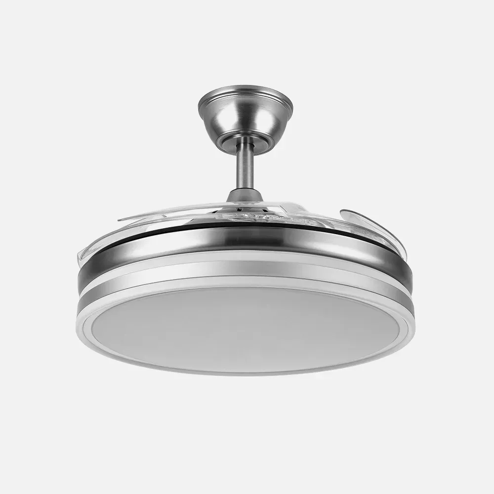 Ventilador Bayomo 59w 6980lm Niquel 4 Aspas Desp. 34,5/42x50/107 D.3 Color. Dc.remoto+Reg.Intensidad