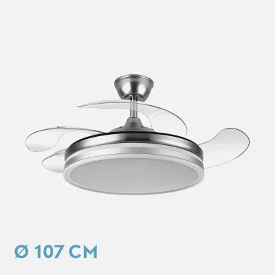 Ventilador Bayomo 59w 6980lm Niquel 4 Aspas Desp. 34,5/42x50/107 D.3 Color. Dc.remoto+Reg.Intensidad Ventilador Bayomo 59w 6980lm Niquel 4 Aspas Desp. 34,5/42x50/107 D.3 Color. Dc.remoto+Reg.Intensidad