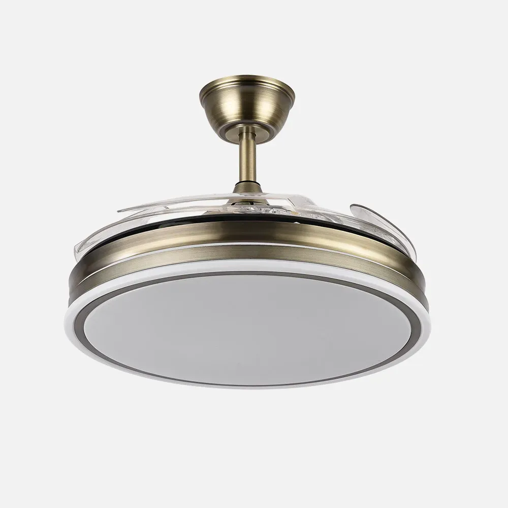 Ventilador Bayomo 59w 6980lm Cuero 4 Aspas Desp. 34,5/42x50/107d.3 Color, Dc.remoto+Reg.Intensidad