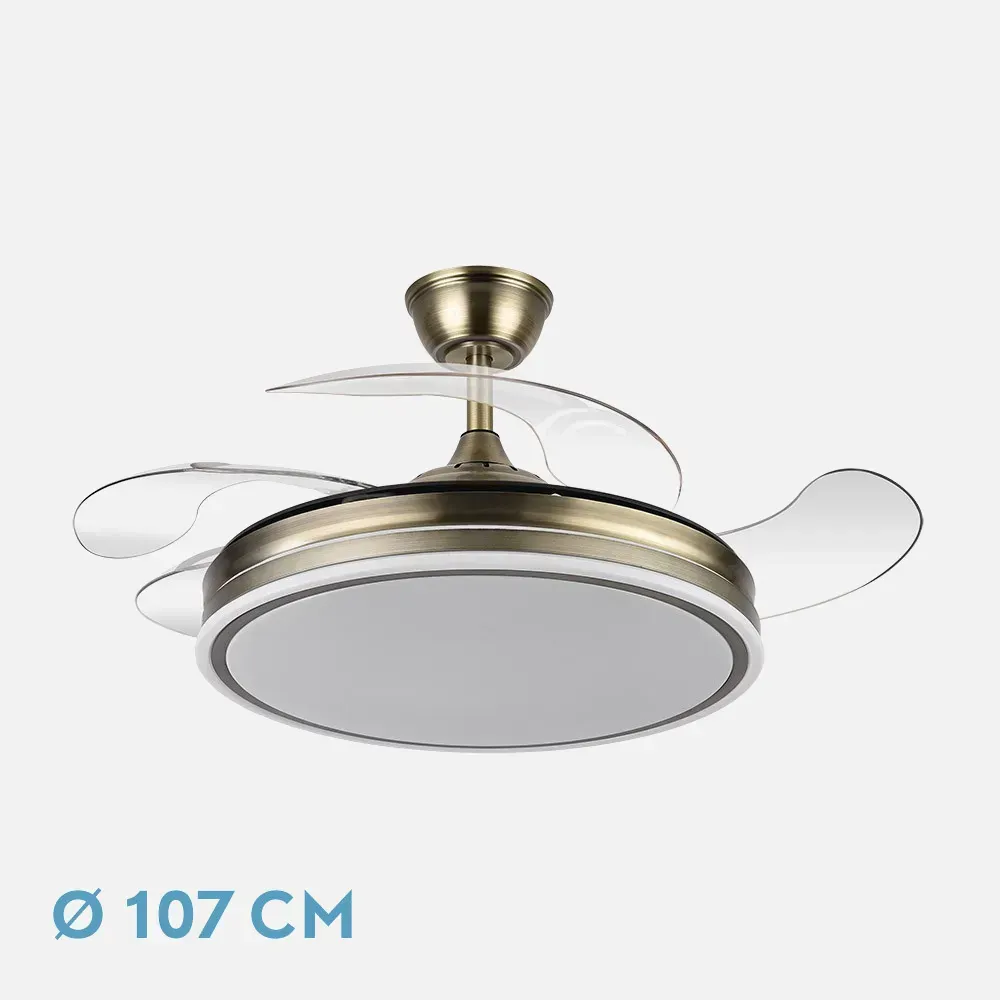 Ventilador Bayomo 59w 6980lm Cuero 4 Aspas Desp. 34,5/42x50/107d.3 Color, Dc.remoto+Reg.Intensidad Ventilador Bayomo 59w 6980lm Cuero 4 Aspas Desp. 34,5/42x50/107d.3 Color, Dc.remoto+Reg.Intensidad