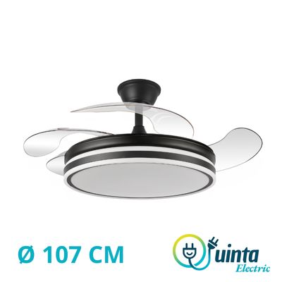 Ventilador Bayomo 59w 6980lm Negro 4 Aspas Desp. 34,5/42x50/107d.3 Color. Motor Dc..remoto+Reg.Intensidad