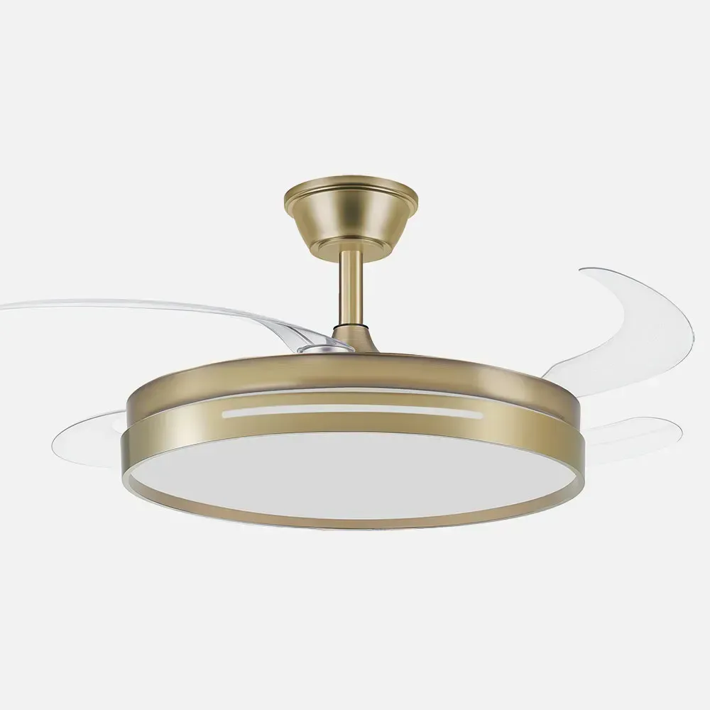 Ventilador Dc 59w Micenas Cuero 4asp.transp.106d 6vel 6980lm 3col Remoto,reg.intensidad,memoria Y Temporizador 26