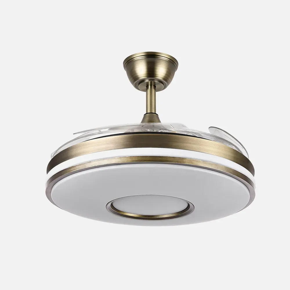 Ventilador Dani 59w 6980lm Cuero 4 Aspas Desplegables 106d 3000-4200-6500k Remoto, Reg.Intensidad, Memor. Y Tempor. 24