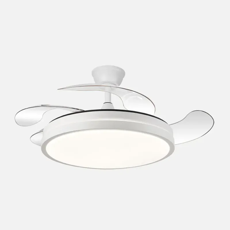 Ventilador Dc Escorpion 59w Blanco 4aspas desplegables 107d Reg.intensidad 6980lm 3000-4000-6000k Remoto+ Temporizador+ Memoria