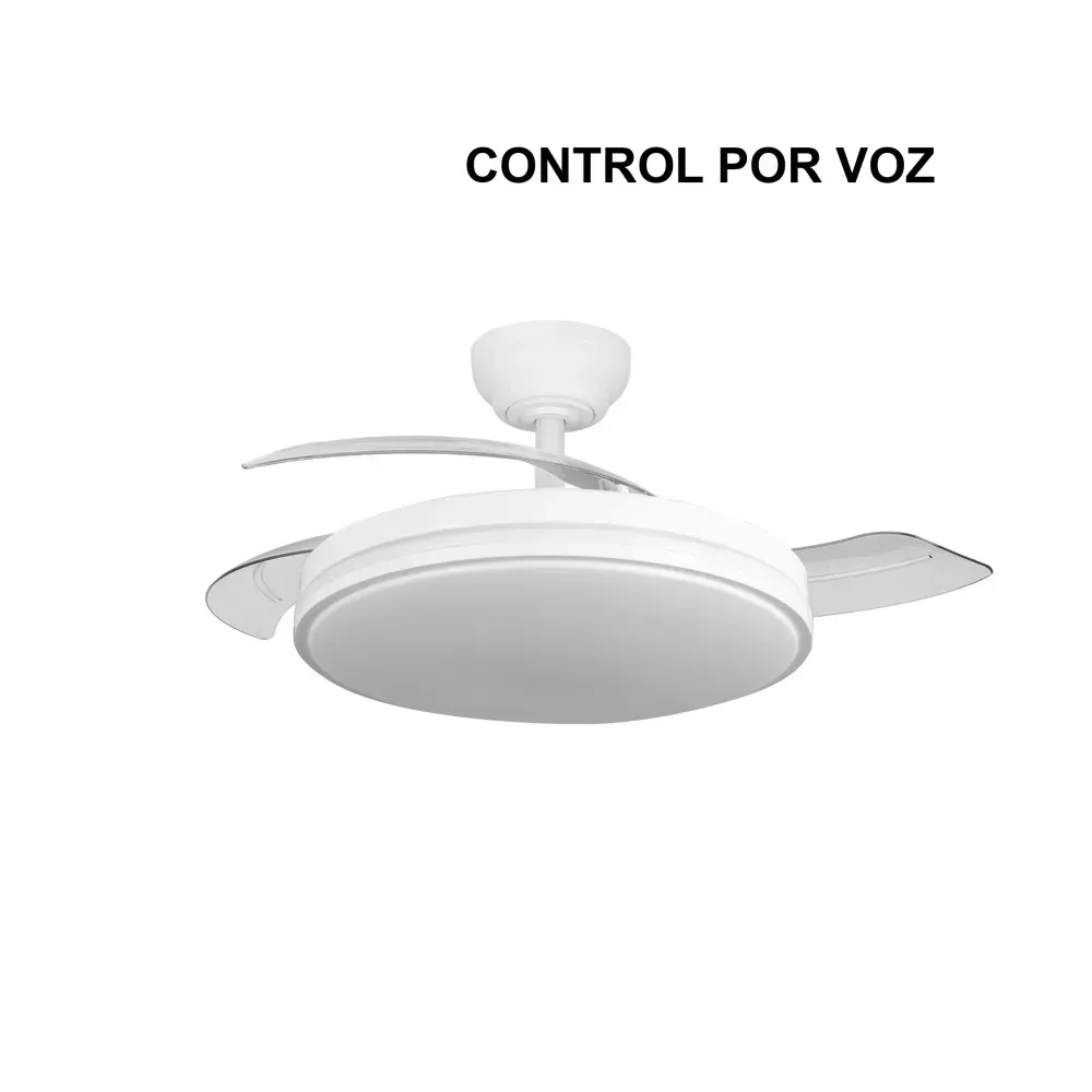 Ventilador Dc Parlatore 60w Blanco 3aspas Control X Voz 107d 6980lm 3col.remoto+reg.intensidad+temporizador+memoria