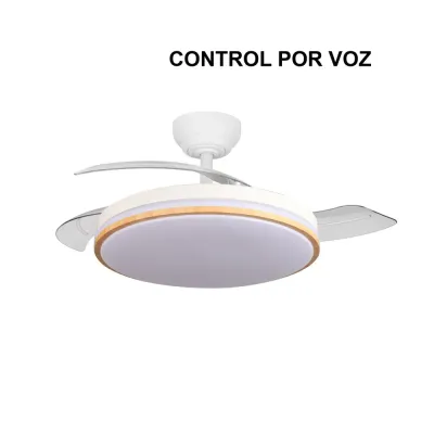 Ventilador Dc Parlatore 60w Blanco/haya 3aspas Control X Voz 107d 6980lm 3col. C/remoto+reg.intensidad+temporizador+memoria Ventilador Dc Parlatore 60w Blanco/haya 3aspas Control X Voz 107d 6980lm 3col. C/remoto+reg.intensidad+temporizador+memoria