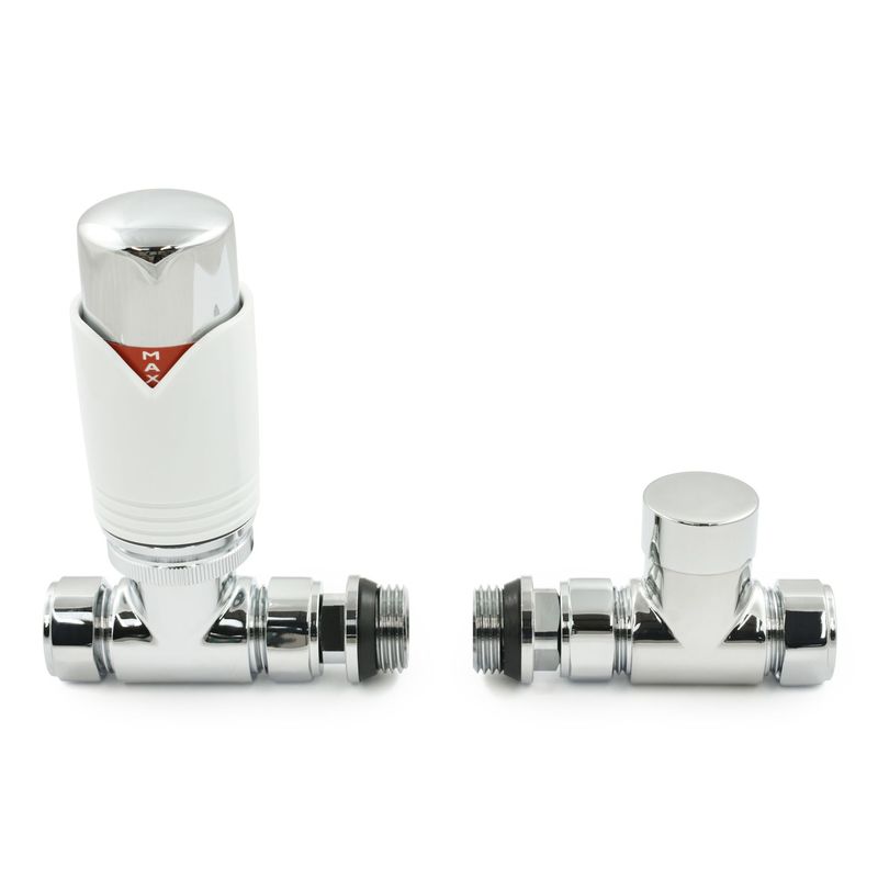 Wave Straight TRV Set- White & Chrome