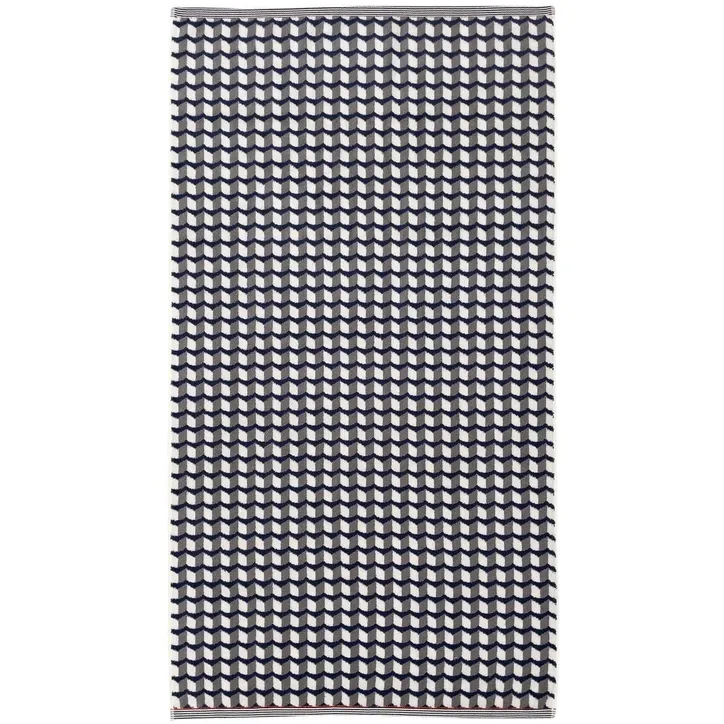 MARGO SELBY SOUTHWOLD Cotton Bath Mat in Navy, White, and Grey   900 Gsm
