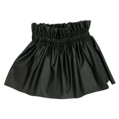 Leather Paperbag Rok | Zwart