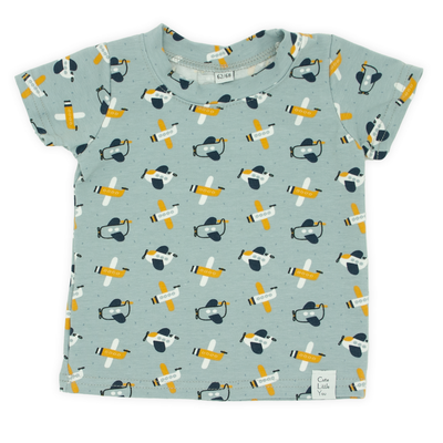 T-Shirt | Vliegtuig | Blauwgrijs