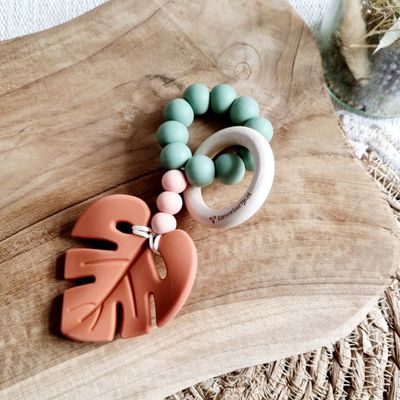 Bijtring Leaf - Cognac / Nude / Salie