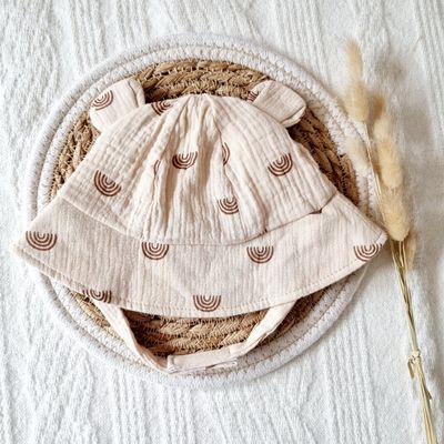 Hydrofiele zonnehoed voor baby - Beige met Regenboog
