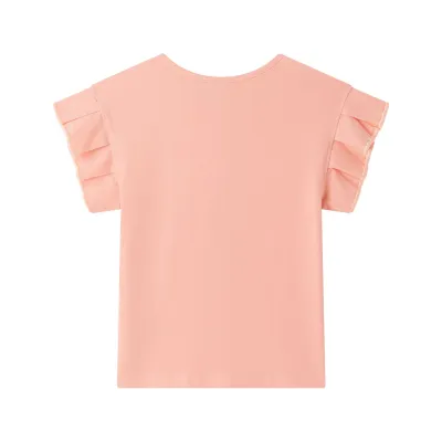 Koraalkleurig T-shirt met Korte Mouwen