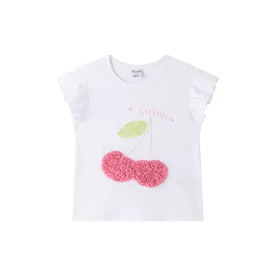 T-shirt ruffle mouwen - cherries