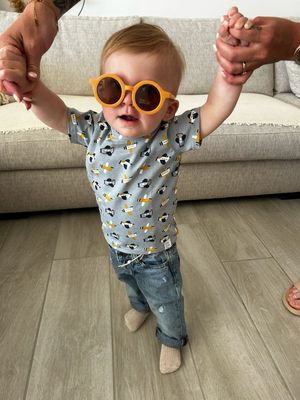 Baby- en kinder zonnebril UV400 rond - geel