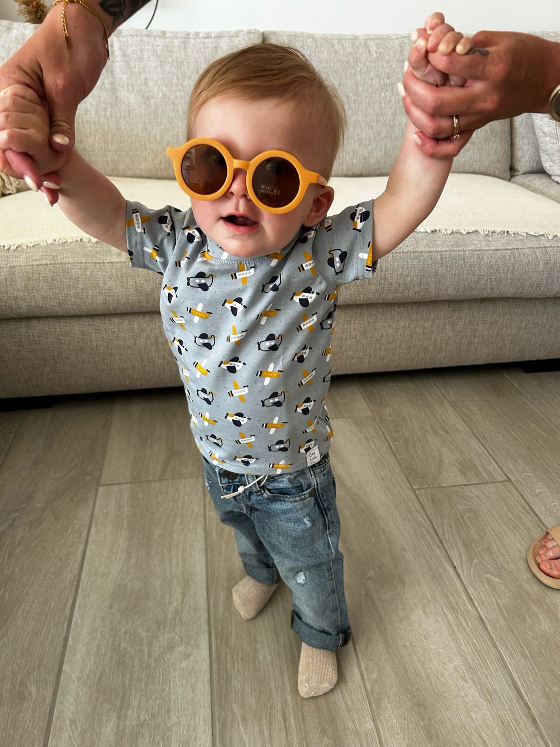 Baby- en kinder zonnebril UV400 rond - geel