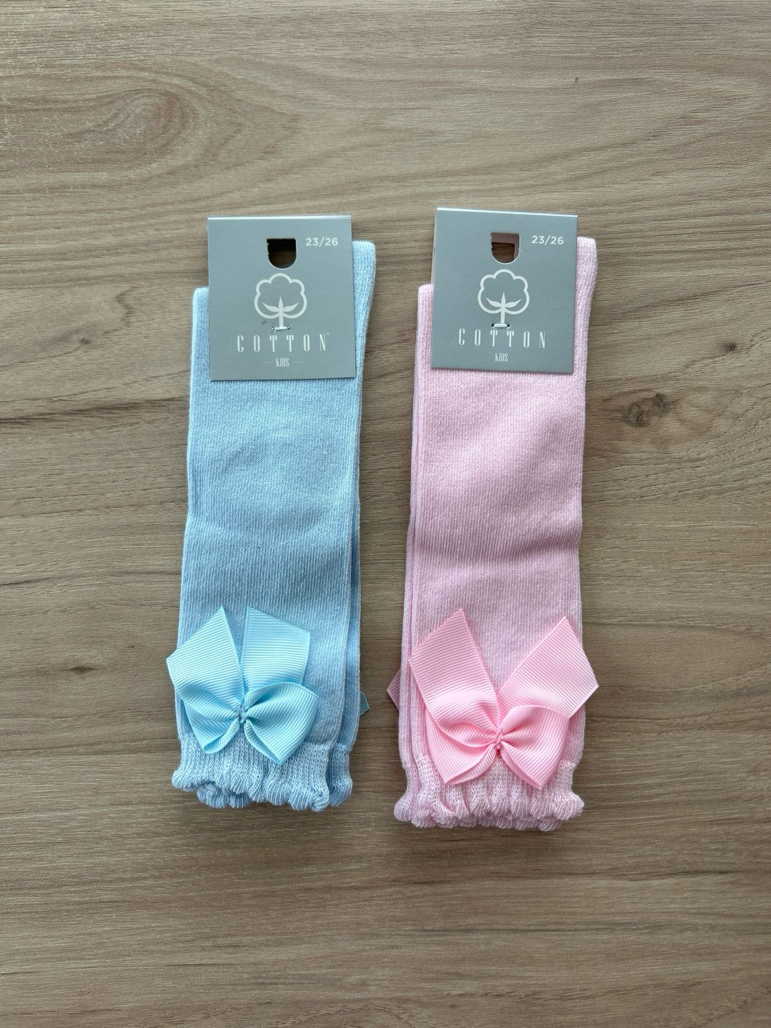 Kniekousen met strik - Roze