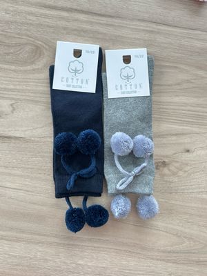 Kniesokken met pompom - Grijs