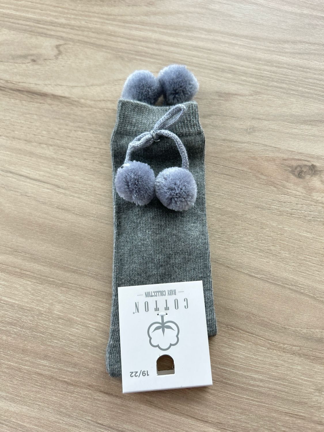 Kniesokken met pompom - Grijs