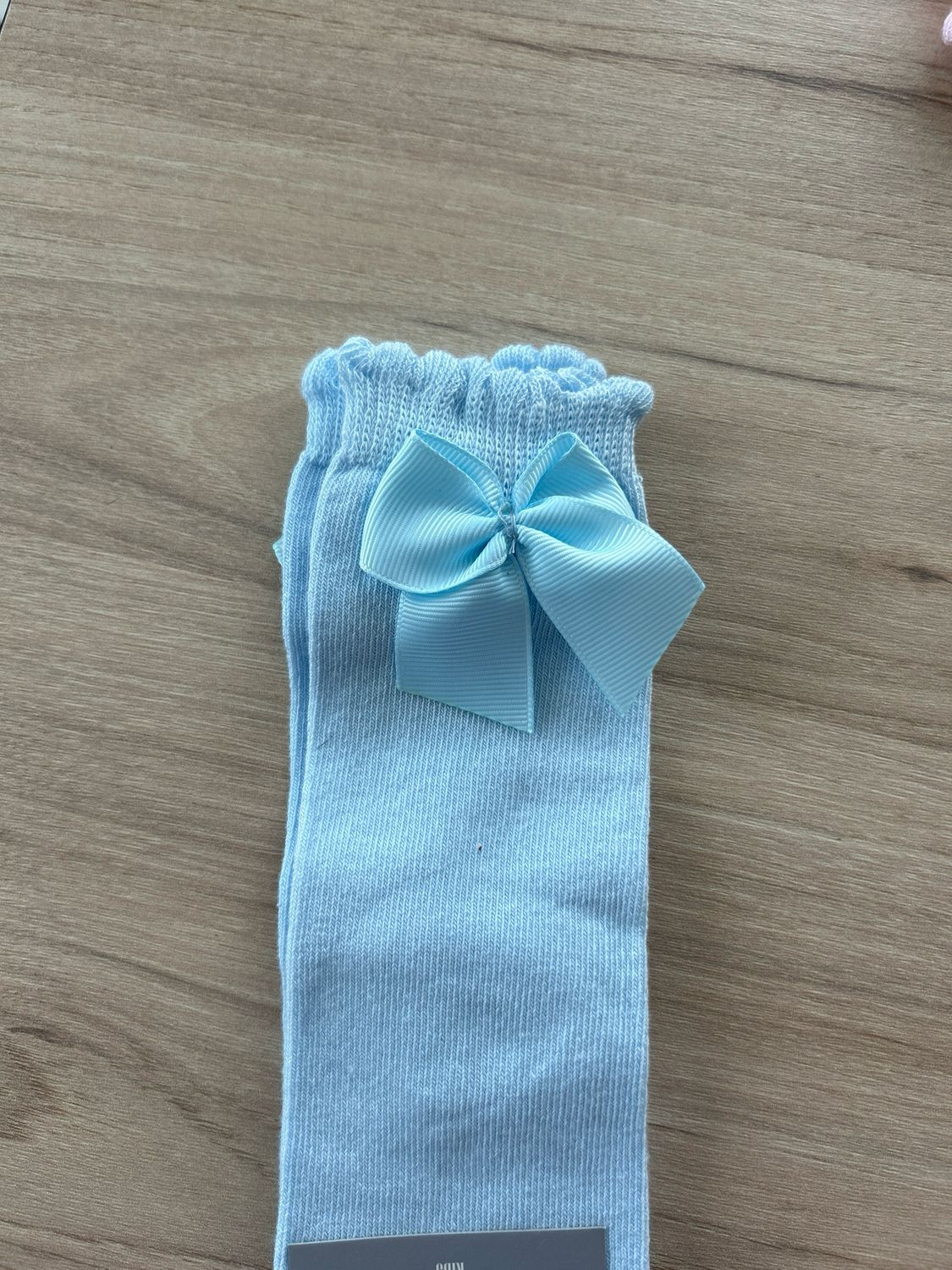 Kniekousen met strik - Blauw