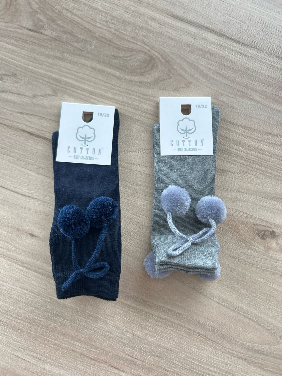 Kniesokken met pompom - Blauw