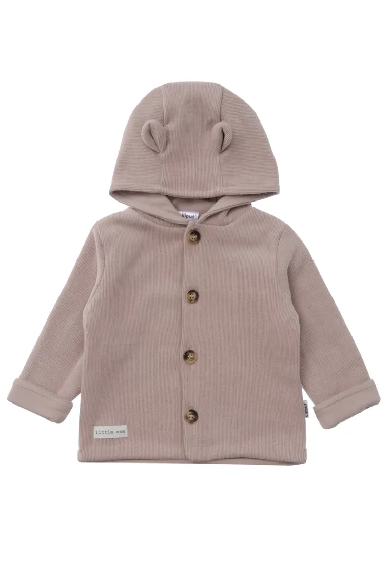 Geribd gebreid vest in bruin