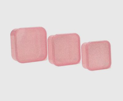 3 Lunchboxen Glitter roze