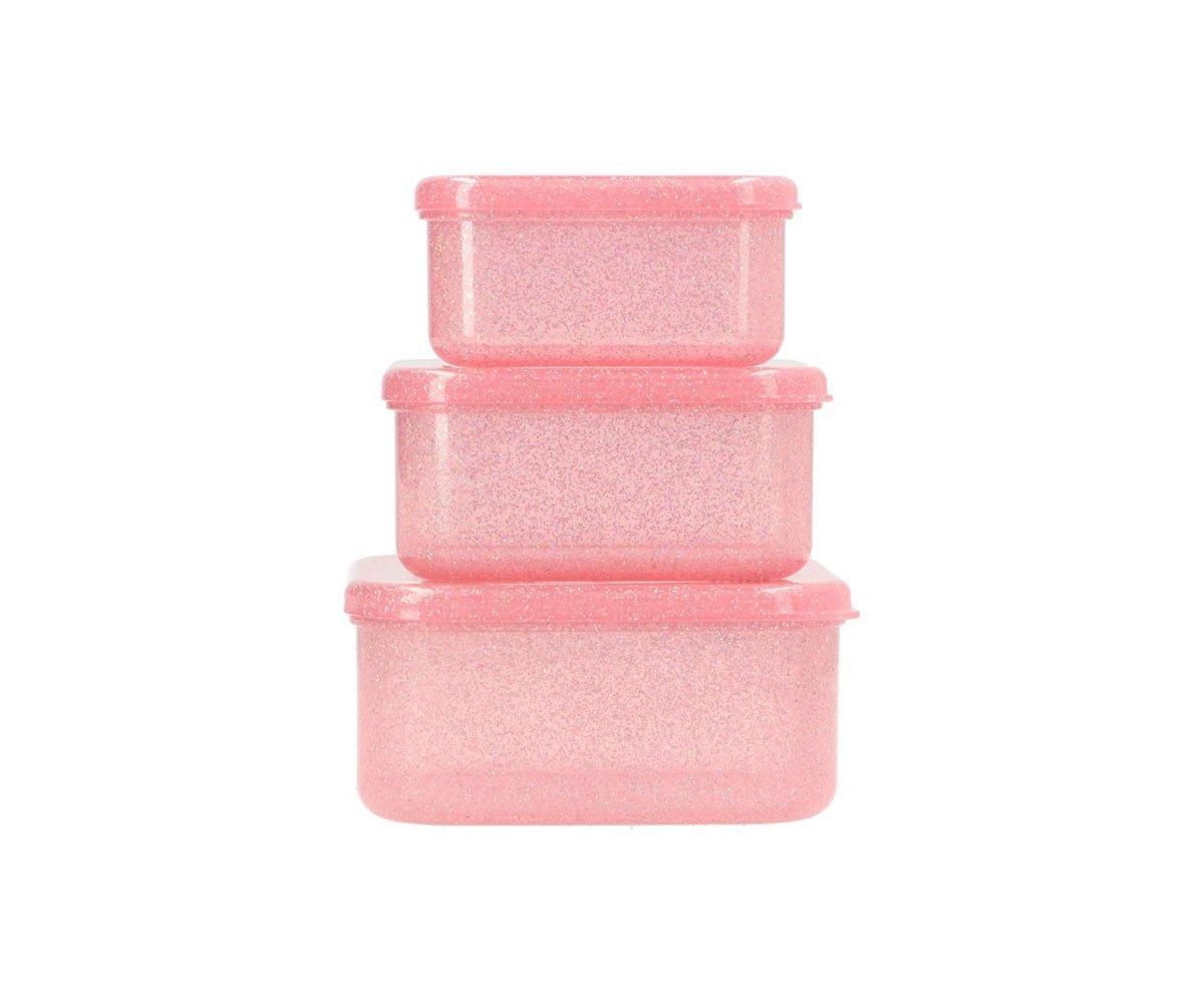 3 Lunchboxen Glitter roze