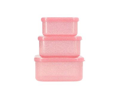 3 Lunchboxen Glitter roze