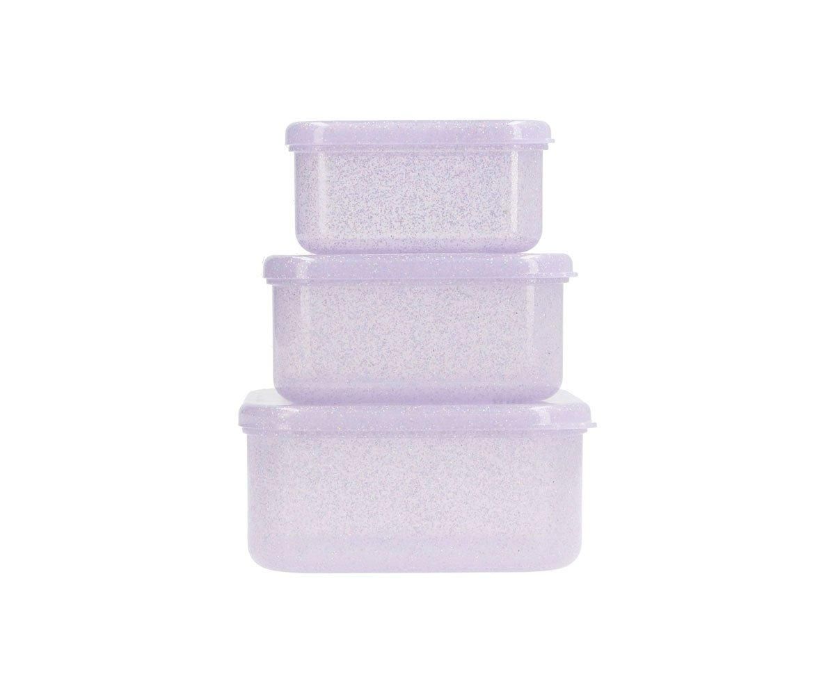 3 Lunchboxen Glitter Lila