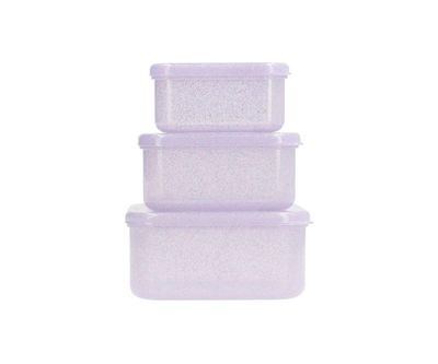 3 Lunchboxen Glitter Lila