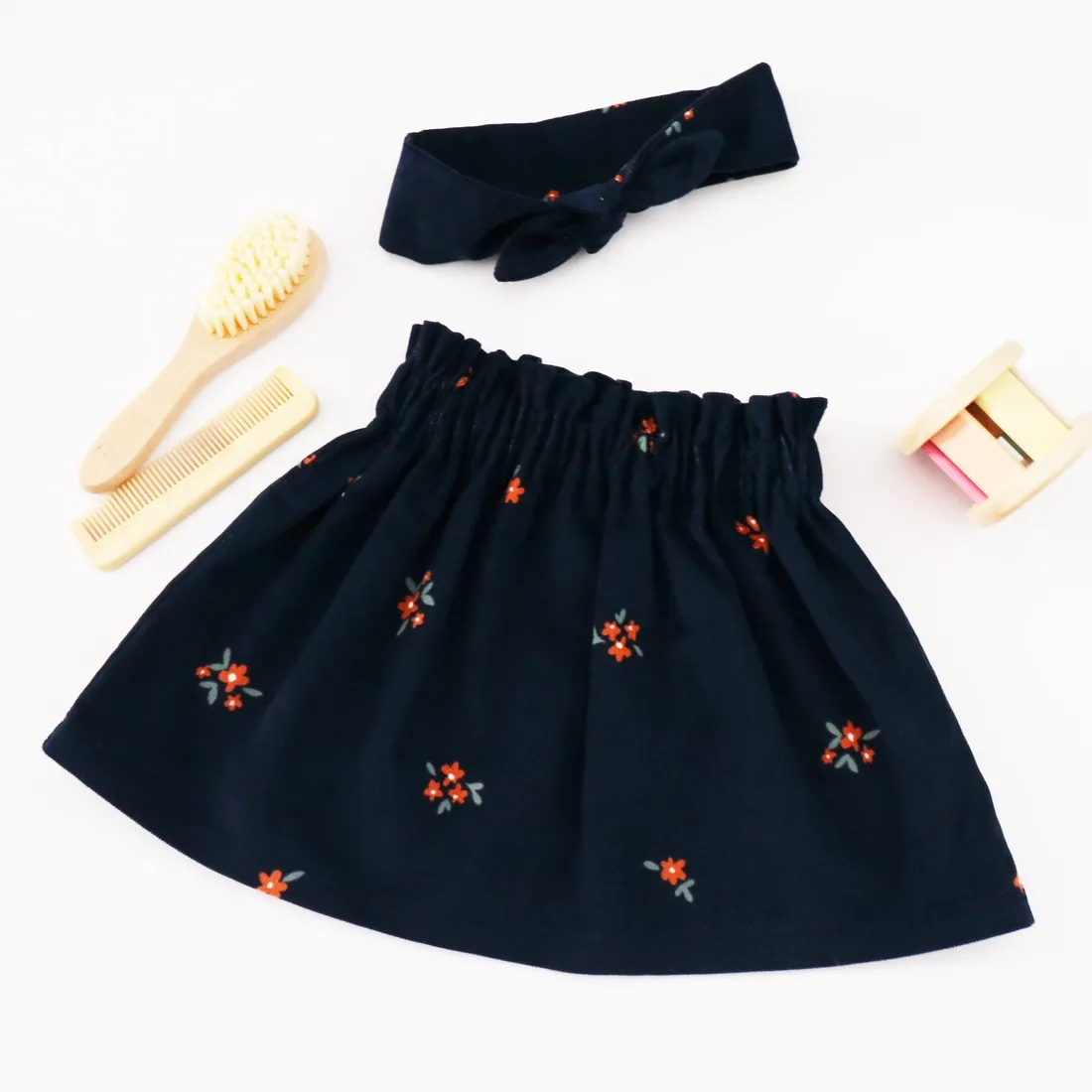 Fluwelen rok met bloemenprint