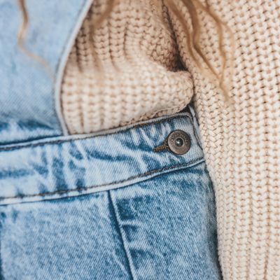 Stretch Denim | Scallop Salopette Dress