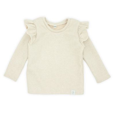 Beige Ruffle Gebreide Trui met Zilveren Lurex Beige Ruffle Gebreide Trui met Zilveren Lurex