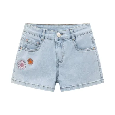 Denim short Geborduurde Bloemen