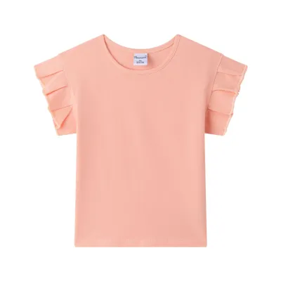 Koraalkleurig T-shirt met Korte Mouwen