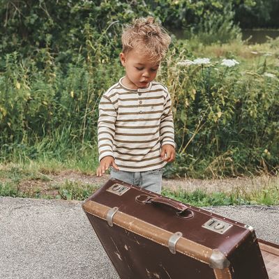 Stripe Terry | Relaxed Granddad Longsleeve | Olive