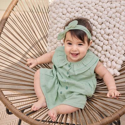 Tetra dress sleeveless + Headband - Aqua green
