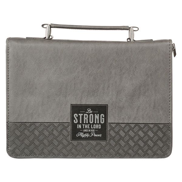 Bible Cover Be Strong Grey Black XL