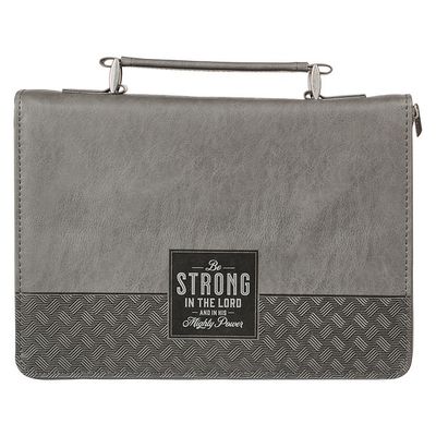 Bible Cover Be Strong Grey Black XL