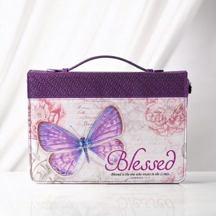 Bible Cover Butterfly Blessed Purple Med