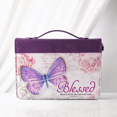 Bible Cover Butterfly Blessed Purple Med