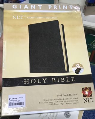 NLT Bible Giant Print Leather Black Indx