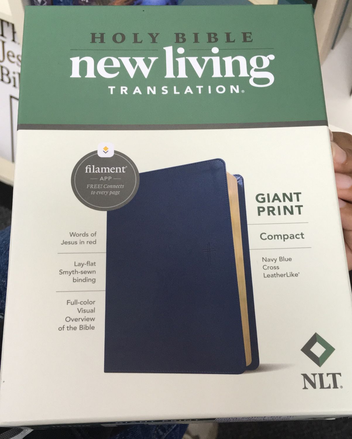 NLT Bible Compact Giant Print Navy Filament