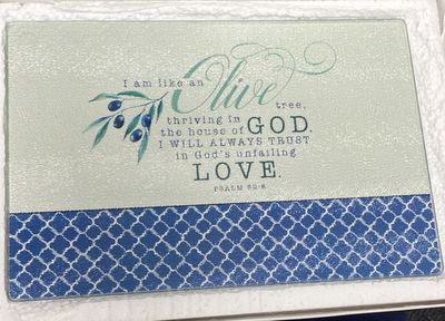 Cutting Board Glass Olive Branch med.