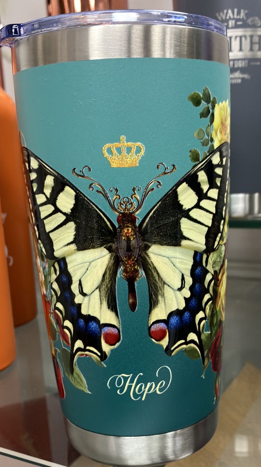 Travel Mug Hope Butterfly Teal SS.