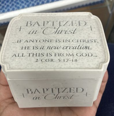 Baptised in Christ ceramic box.