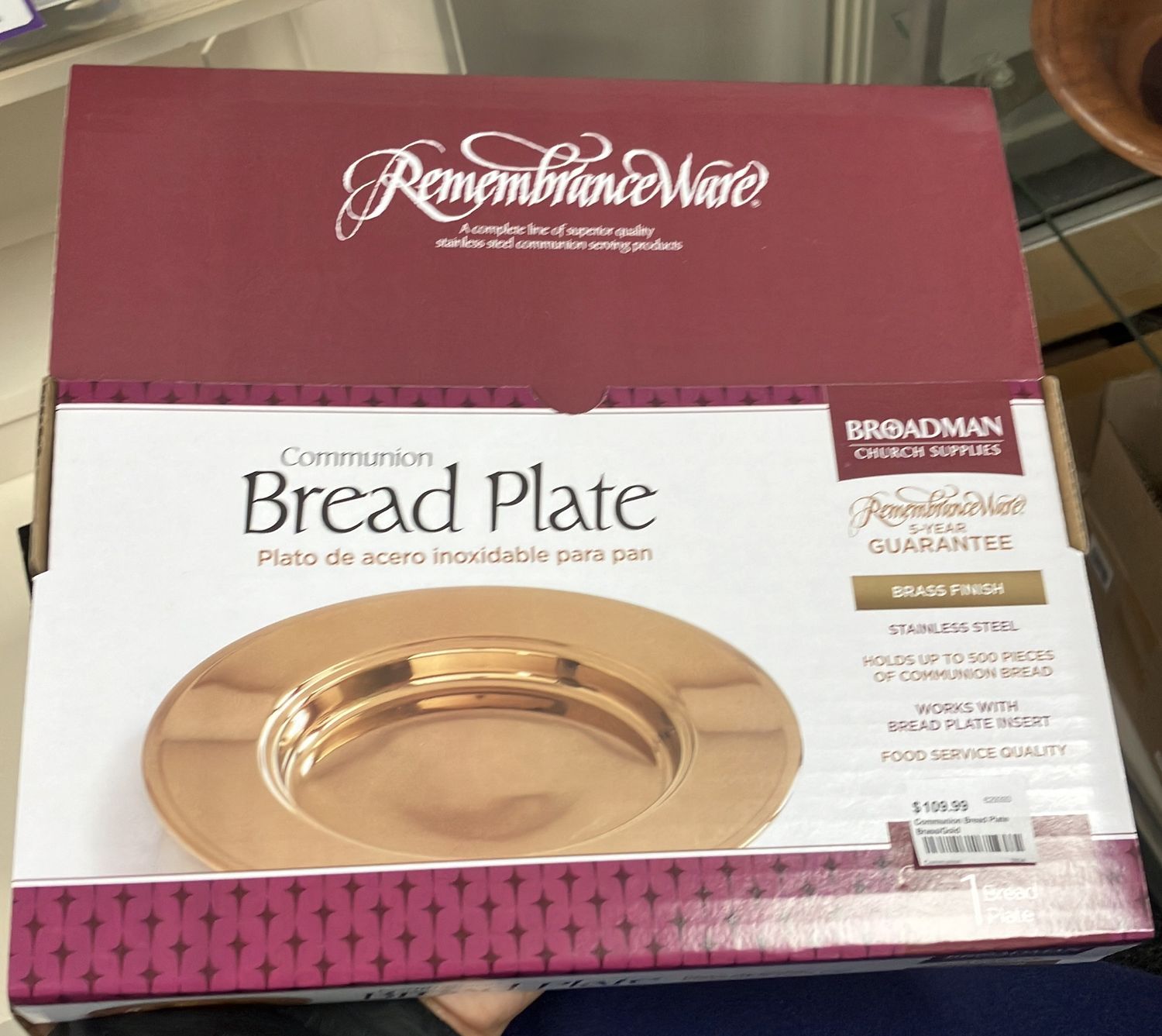 Communion Bread Plate Brass/Gold.