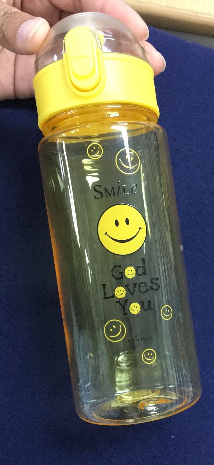 Water Bottle Smile God Love You Yellow.